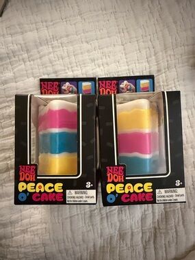 Two NeeDoh Peace O' Cake Squeeze Toy - Pink, Blue & Yellow